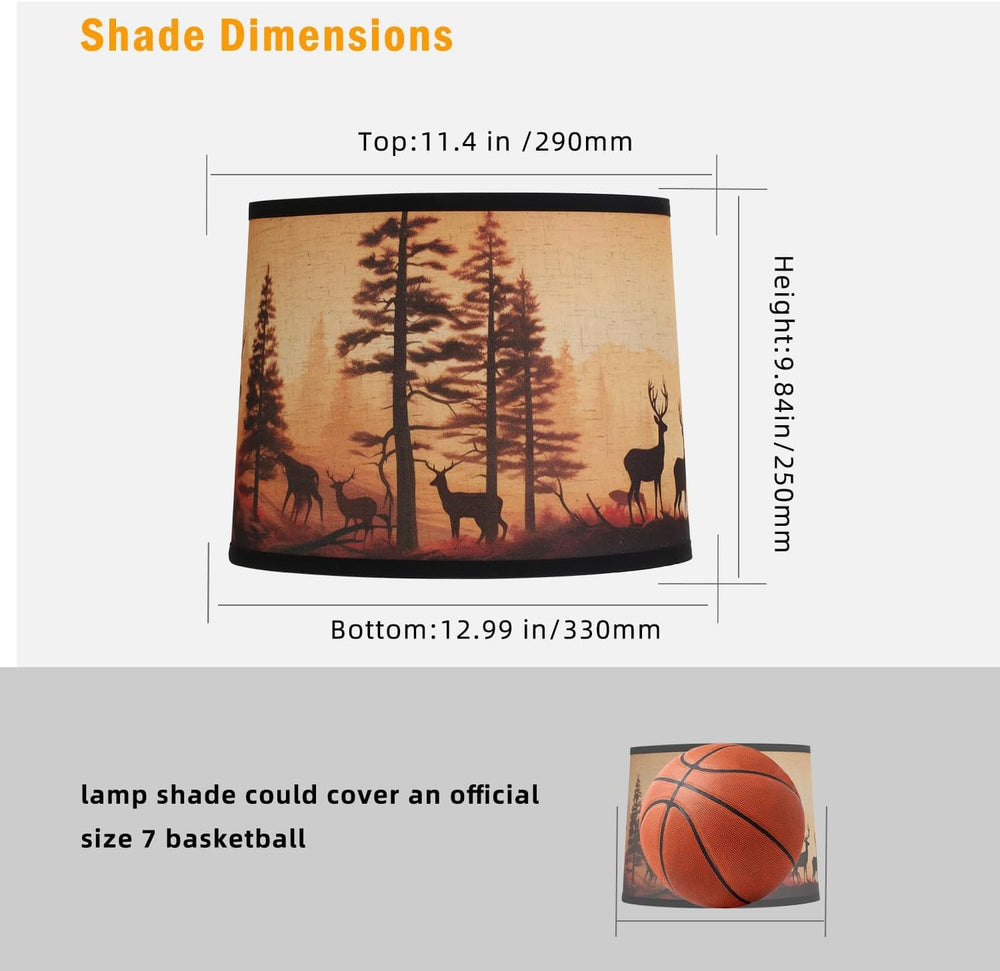 1pack Rustic Deer Printed Drum Lamp Shades for Table & Floor Lamps, 11.4&...