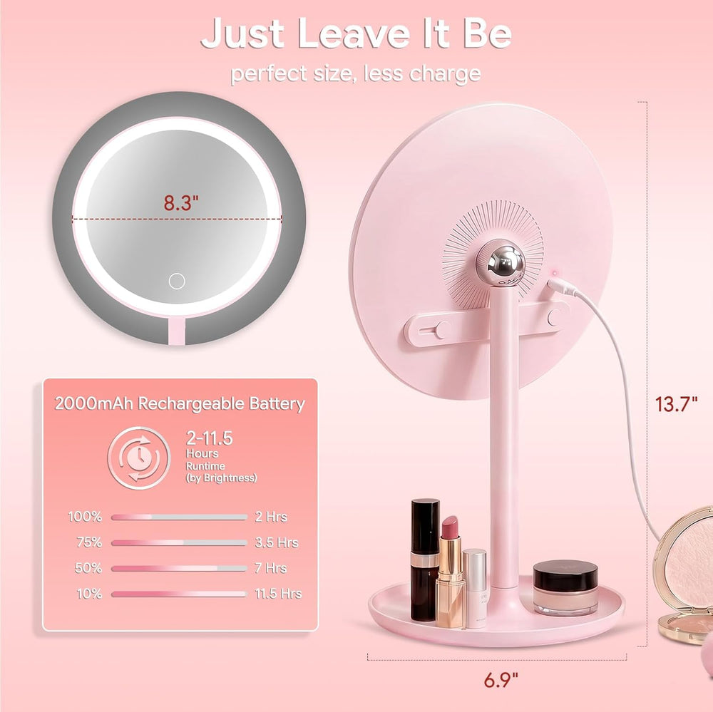 8″ Lighted Makeup Mirror, 4-in-1 Magnetic Detachable Vanity Mirror