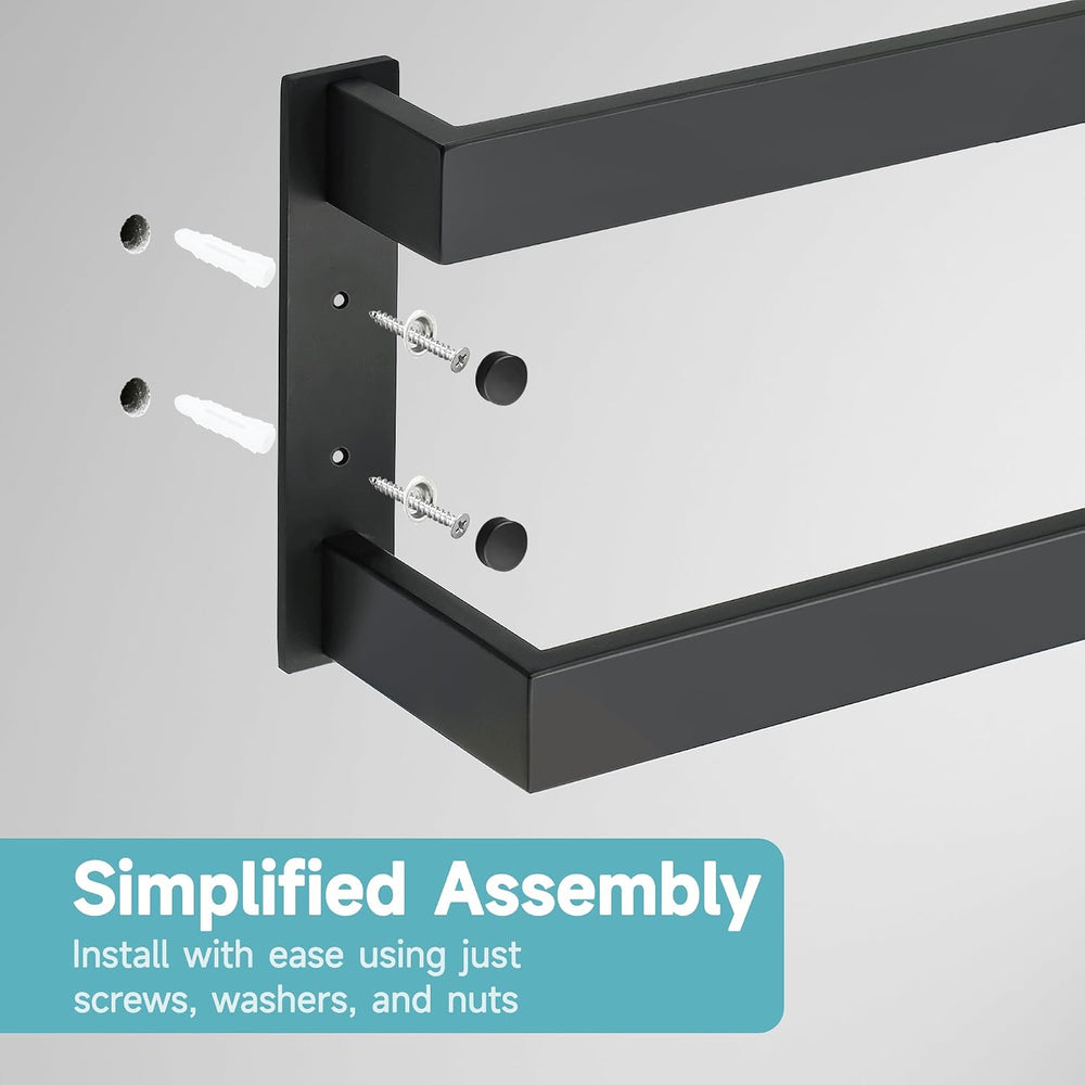 Alise Double Towel Bar, 24" Double Towel Racks for Bathroom, Matte Black