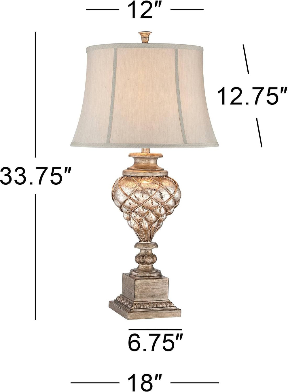 Mercury Glass 33 3/4" Large Table Lamps Set of 2 LED Night Light