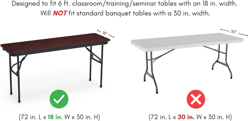 YOUR CHAIR COVERS - Spandex 6 Ft x 18 Inches, Narrow Classroom Open Back Rect...