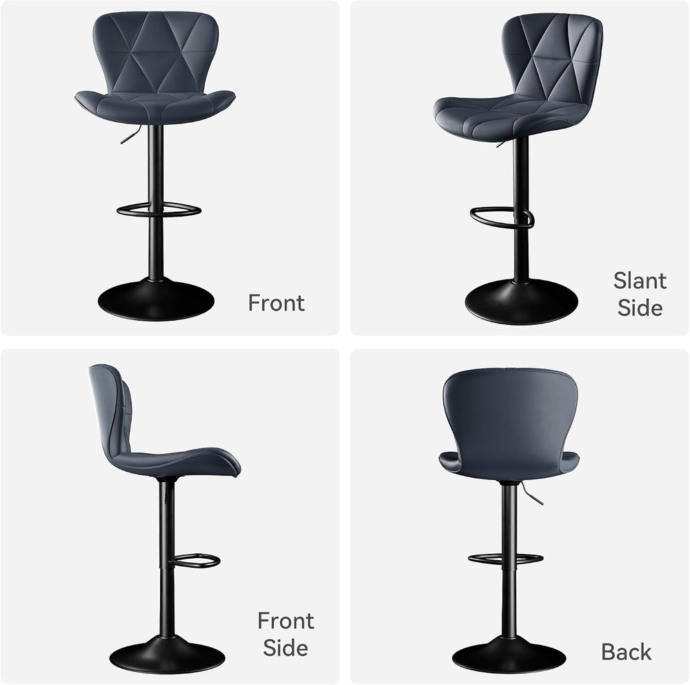 Bar Stools Set of 2,Adjustable Swivel Barstools, Faux Leather Bar Chairs,Upho...