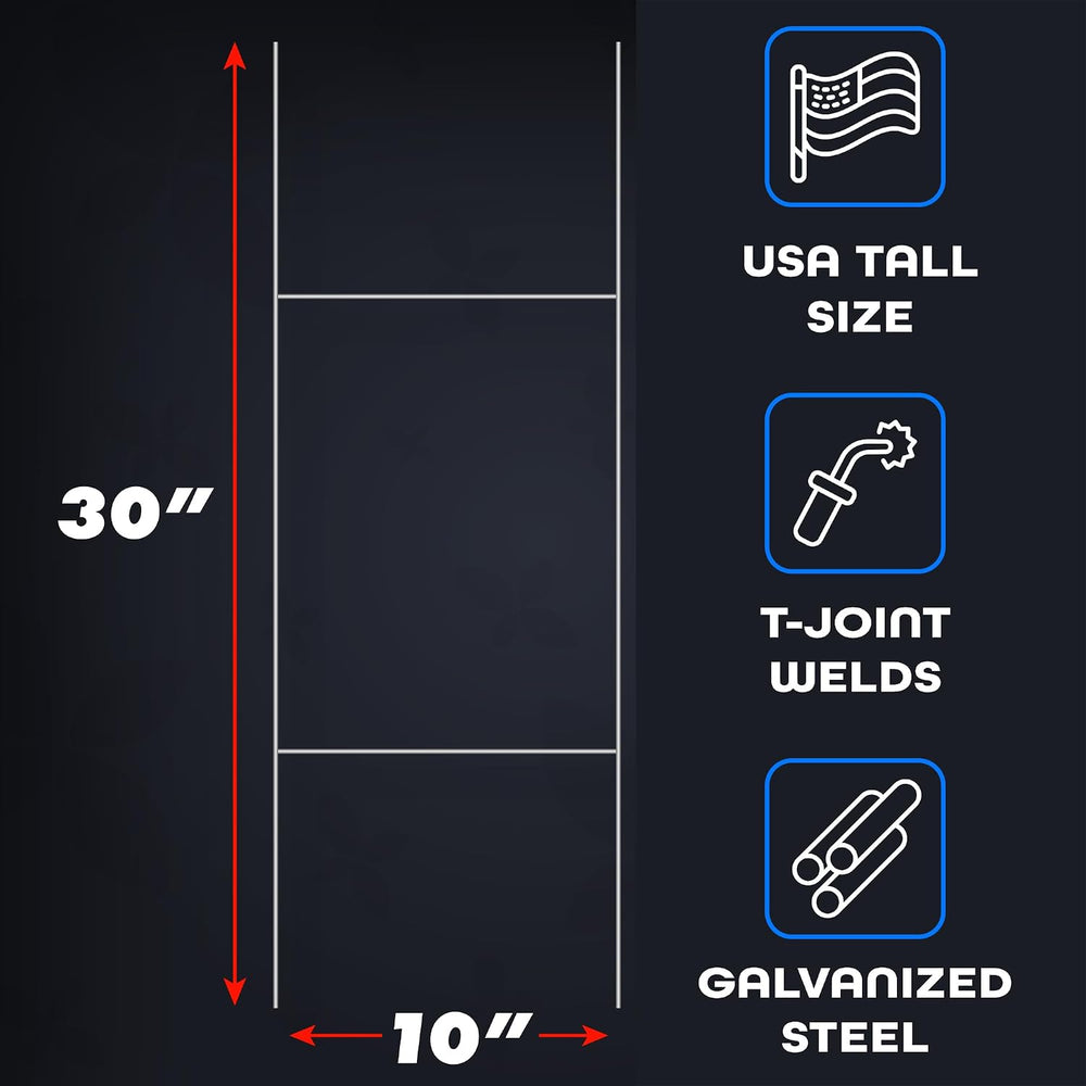 VIBE INK 30"x10" Heavy Duty Metal H-Stakes Frame Wire Stakes - Yard...