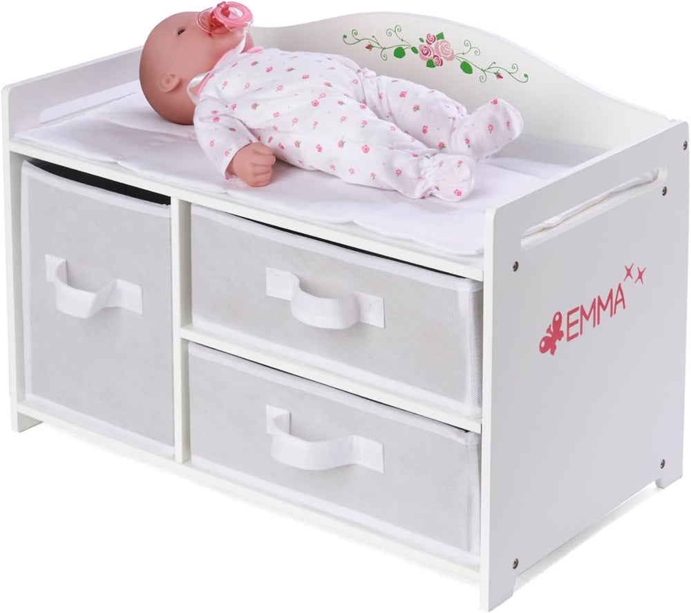 Badger Basket Doll Care Station with Storage Baskets - White/Rose