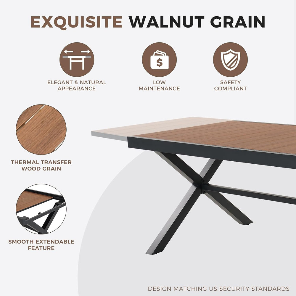 Grand patio 9-Pc Outdoor Swivel Dining Set, 8 Gray Chairs + Table, Brown