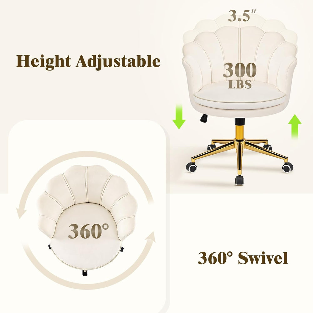 Furnicomfy Home Office Desk Vanity Chair with Back, Elegant Vanity Makeup Des...