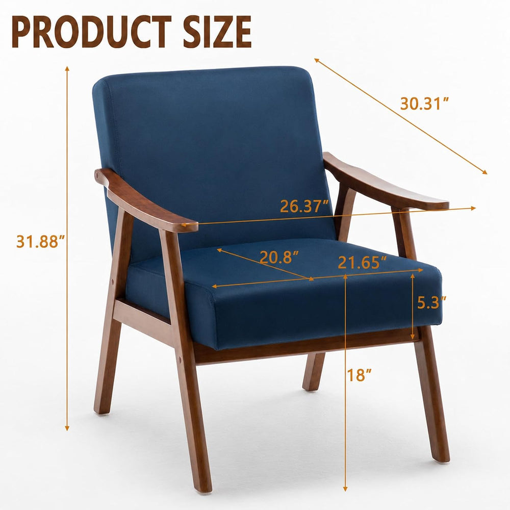 Anwick Mid-Century Accent Chair,Modern Living Room Chairs with Solid Wood Fra...