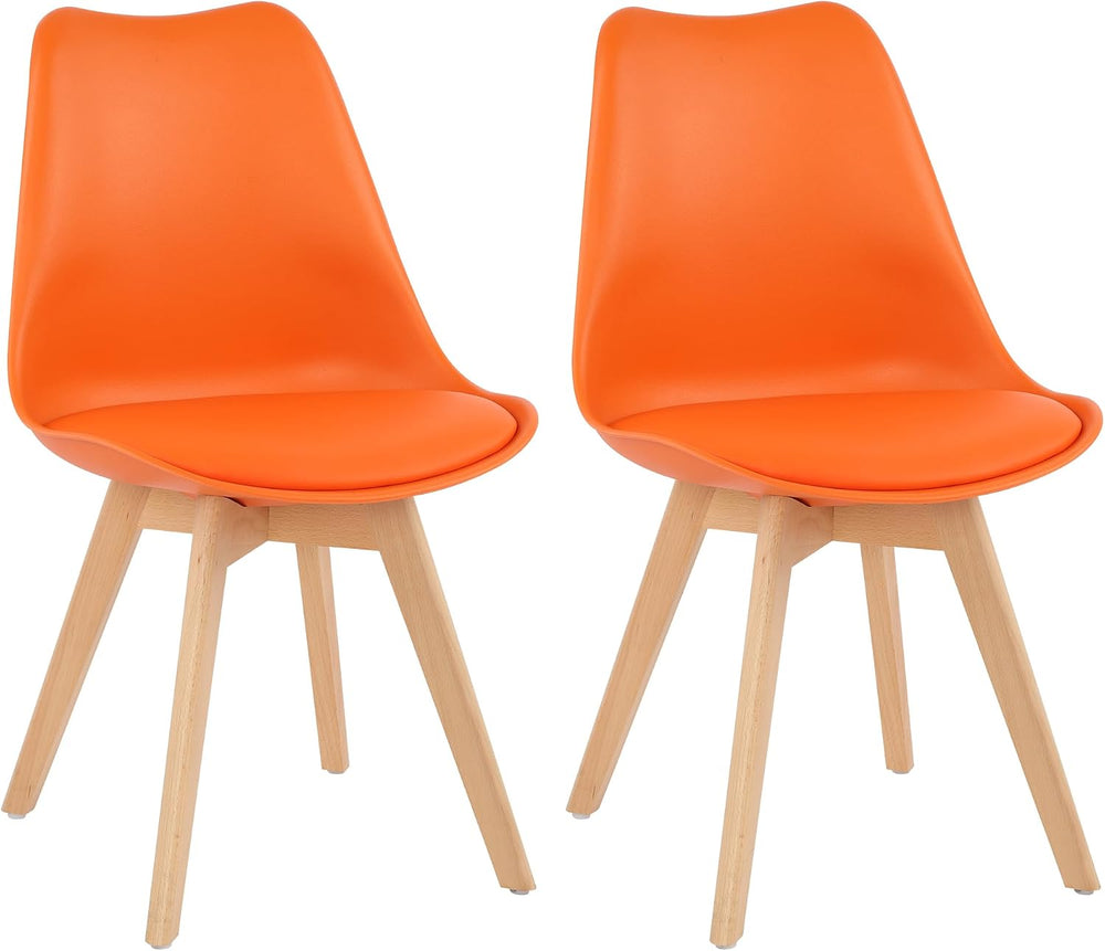 LSSBOUGHT Mid Century Modern Dining Chairs,Shell Lounge Plastic Side Chair wi...