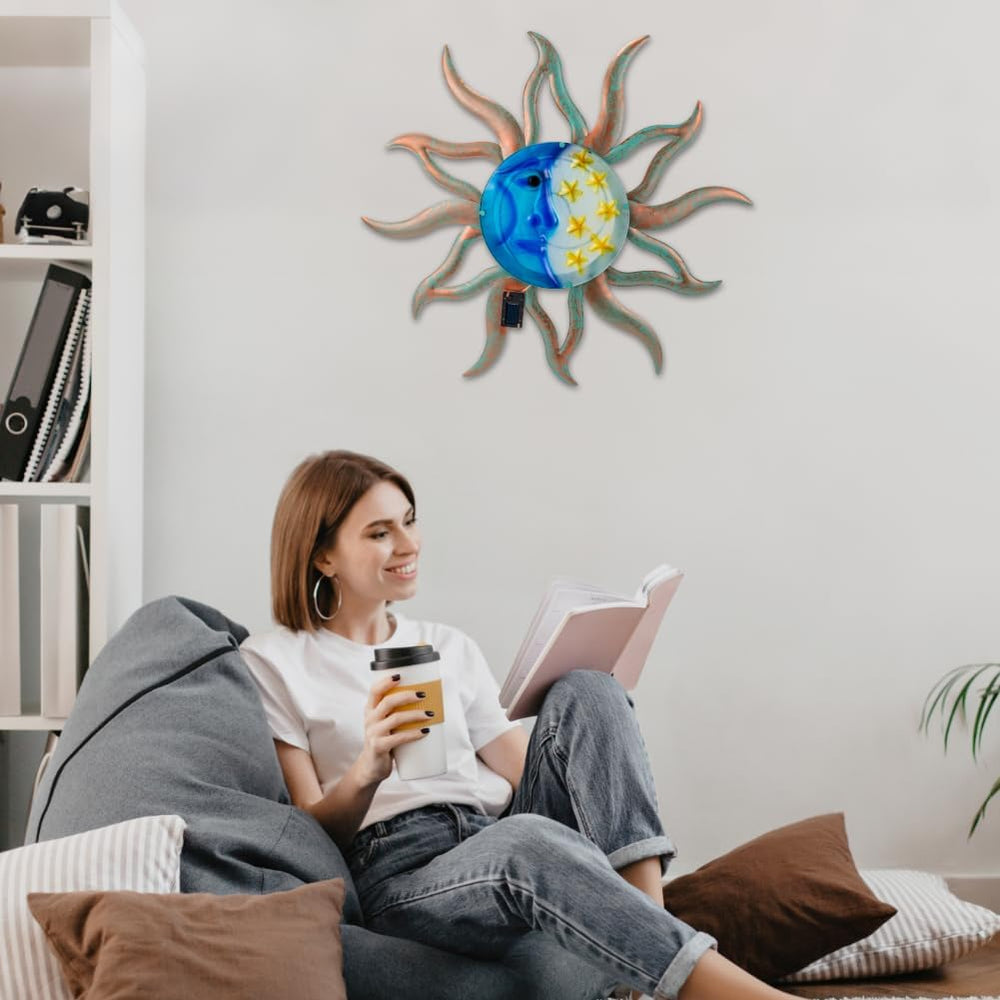 VEWOSTAR 29" Large Metal Sun and Moon Wall Art