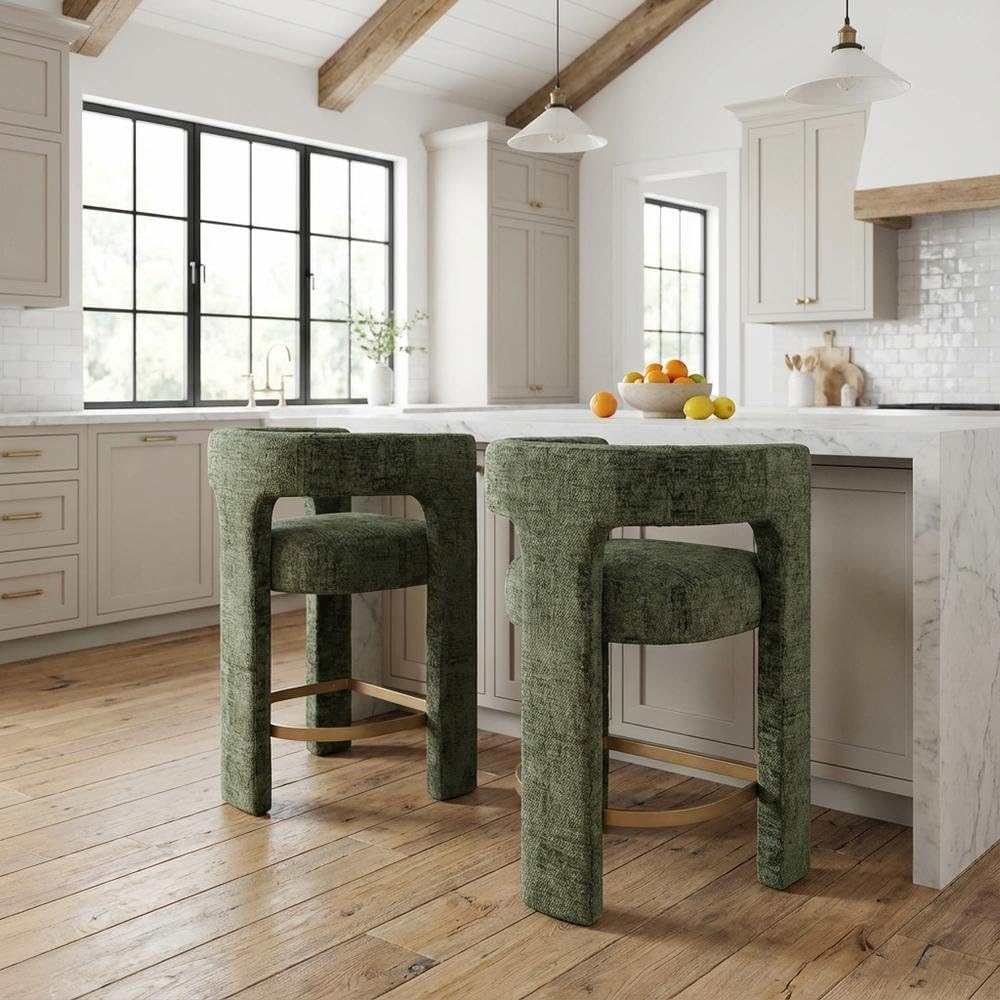 Jofran Gwen Forest Upholstered Counter Stool with Arms – Versatile Barstools ...