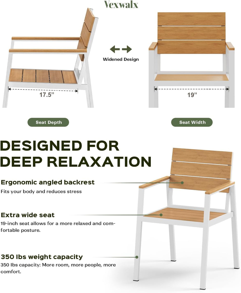 Vexwalx 12 Pcs Outdoor Dining Set, 67" HDPS Dining Set for 10, White-Teak