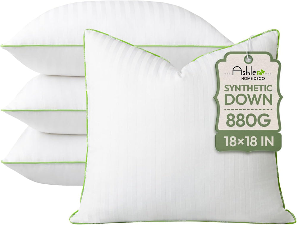 Ashler Synthetic Down 18x18 Pillow Inserts, Set of 4