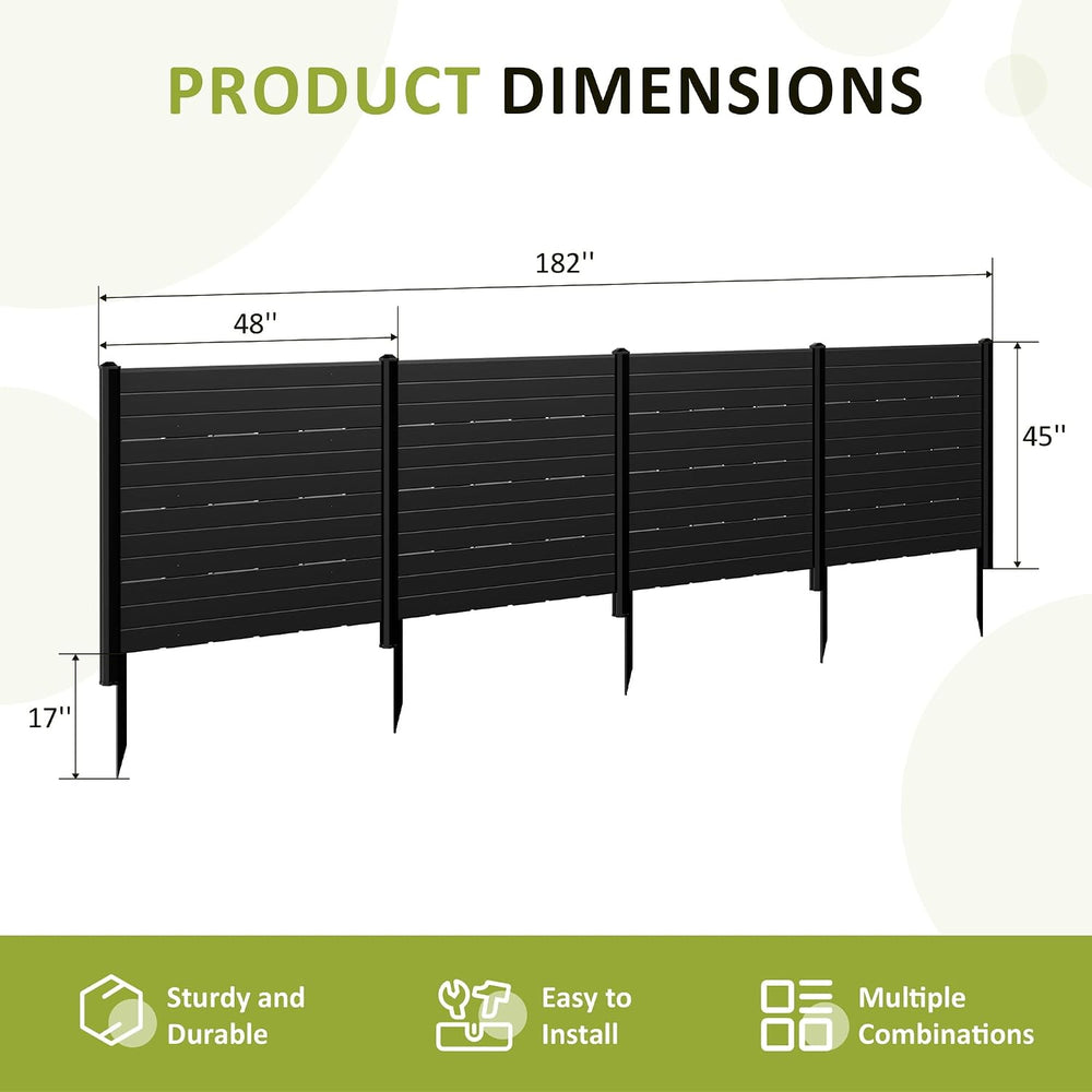 48''W x 45.4''H Outdoor Privacy Screen with 4 Panels, PVC Air...