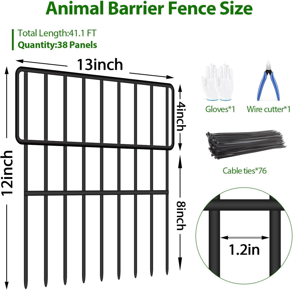 ULIOK 38 Panels Animal Barrier Fence, No Dig Fence 41.1ft(L) x12in(H), Garden...