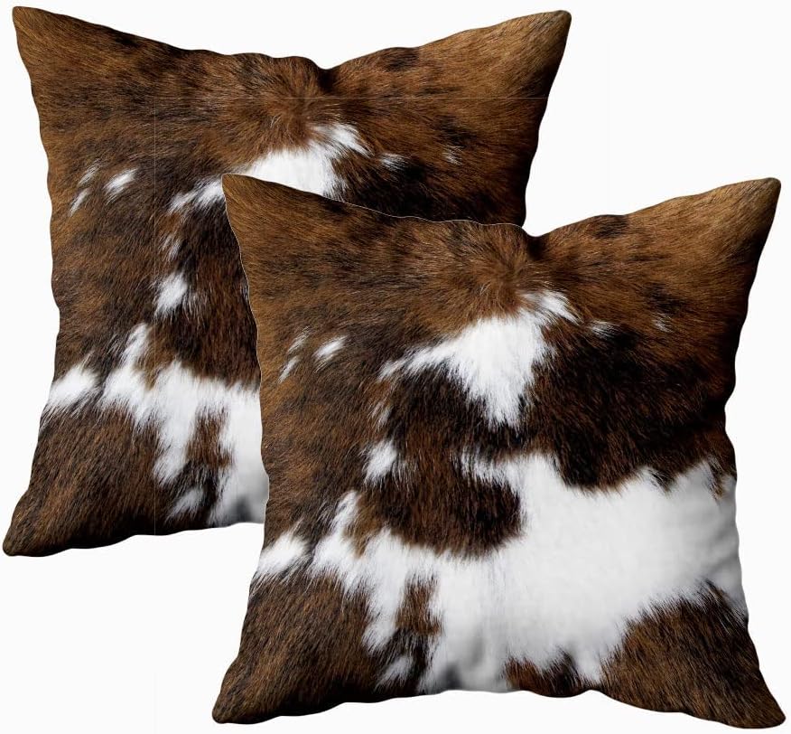 TOMWISH Pack of 2 Christmas Cowhide Printing Western 26x26 Pillow Cover