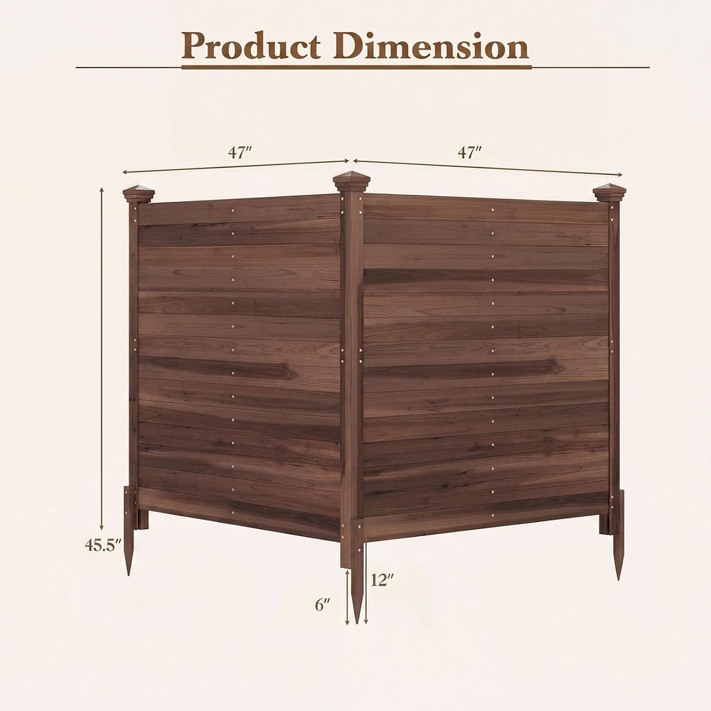 Giantex 4 Panels Wooden Privacy Fence with Stakes, 47" W x 45.5" H,...