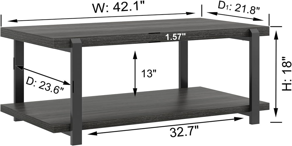 FOLUBAN Modern Coffee Table, Rustic Wood Center Table with Storage for Living...