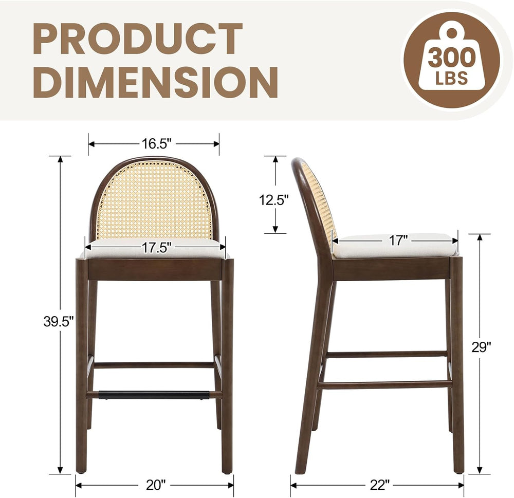 DUOMAY Modern Linen Bar Stools Set of 4, 29 Inches Bar Height Barstools with ...