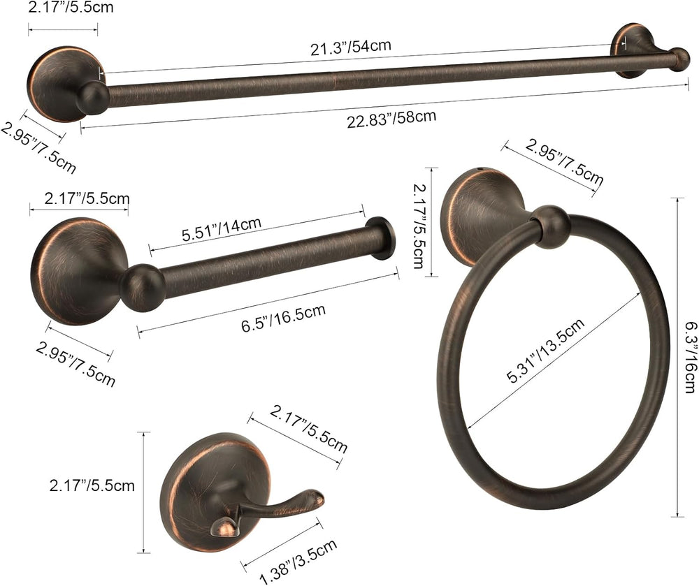 Classic 4 Pcs Oil Rubbed Bronze Bathroom Hardware Accessories Set
