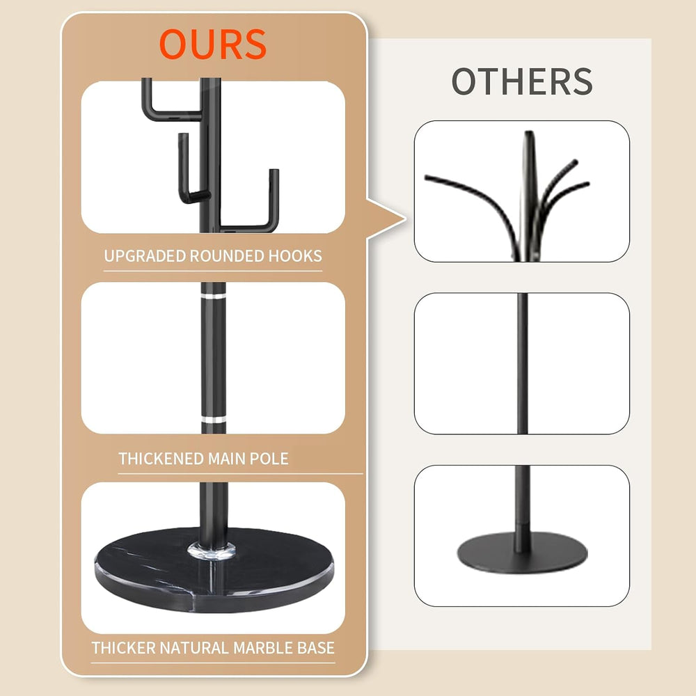 Modern Metal Coat Rack Stand with Natural Marble Base, Heavy Duty Coat Rack F...