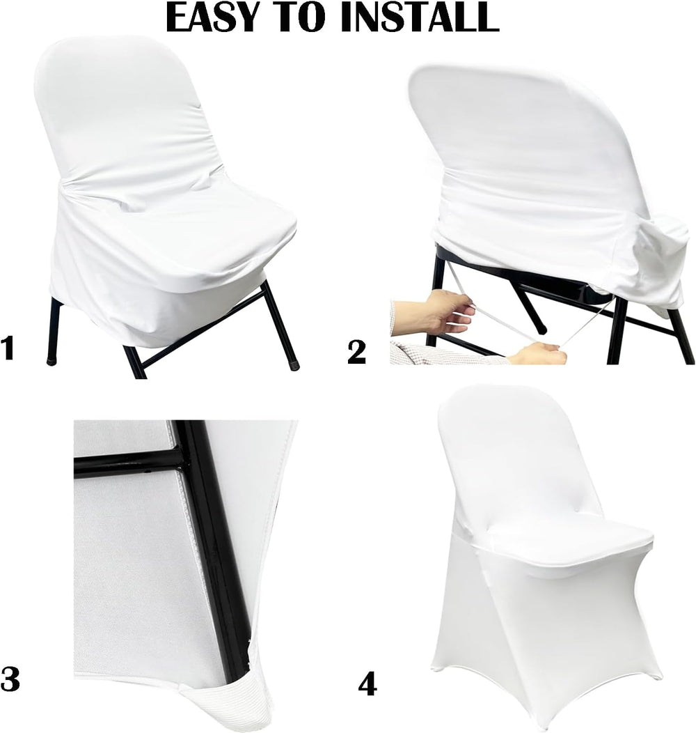 40PCS Spandex Folding Waterproof Chair Covers for Party,White New