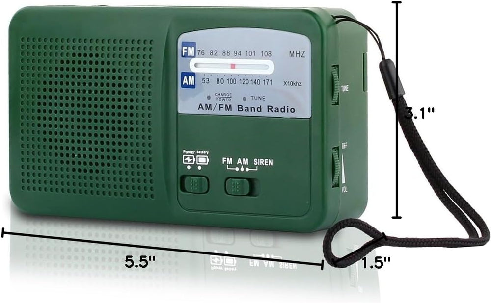 Emergency Radio with Solar and Hand Crank Self Powered, Battery USB Rechargin...