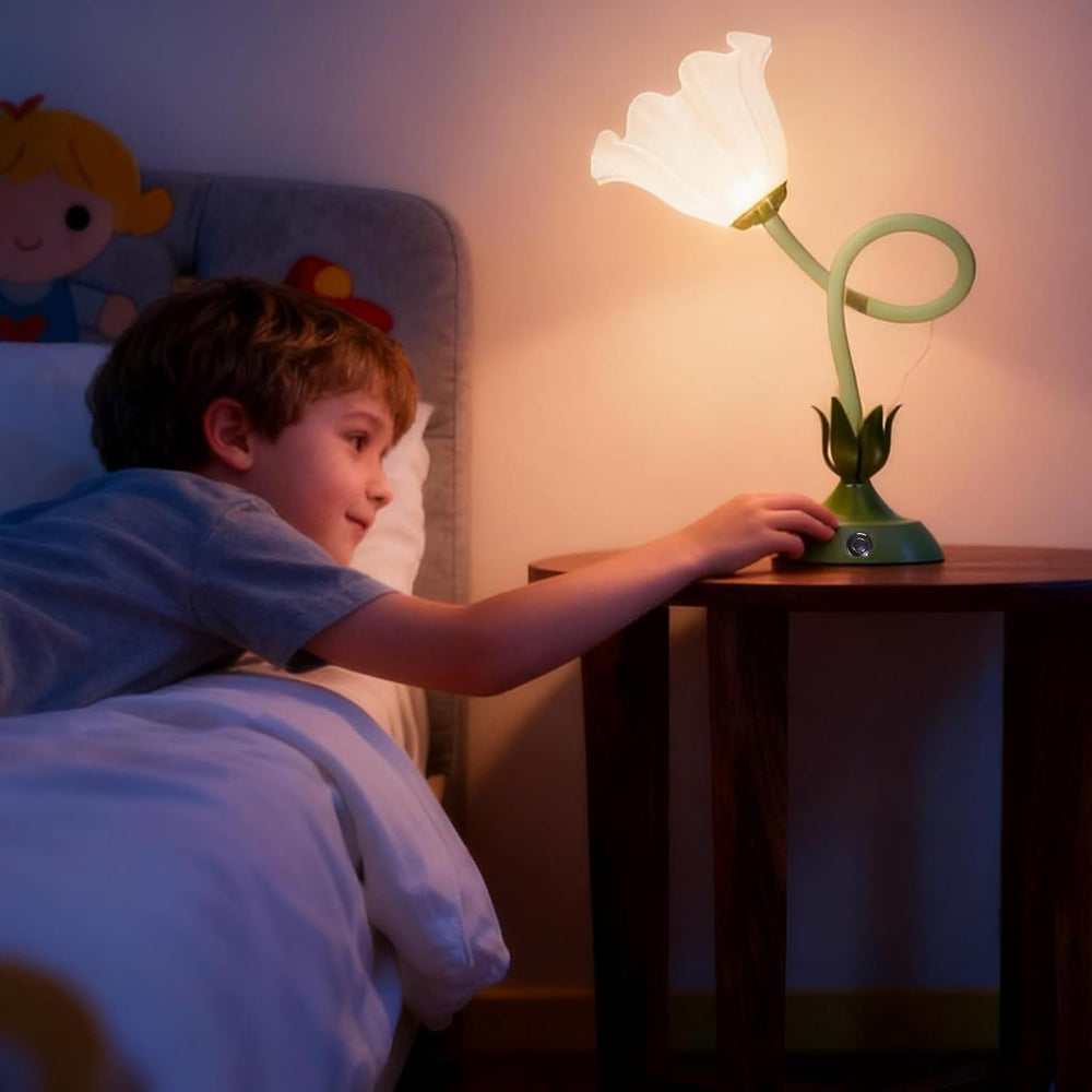 Cordless Flower Table Lamp Green, Valentine‘s Gift, 5200-mAh Rechargeable Tou...