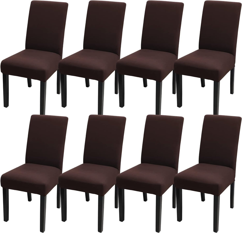 JQinHome Dining Room Chair Covers Set of 8, High Stretch Chair Slipcover Remo...