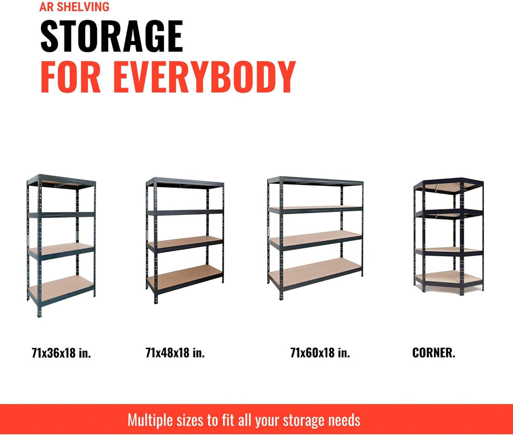 AR Shelving 2400-Lb. Capacity, 71in.H x 60in.W x 18in.D Rivet Shelving Unit, ...