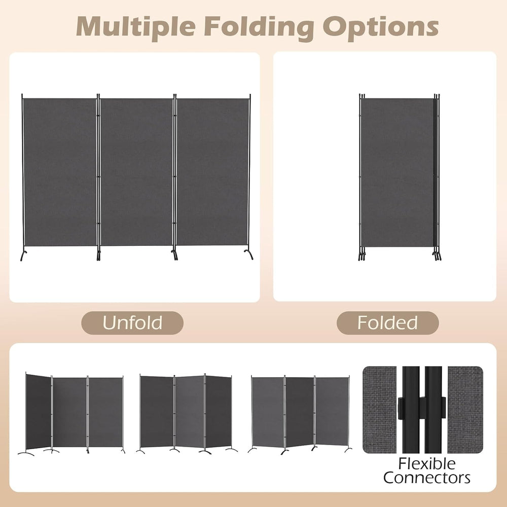 GIANTEX 3-Panel Room Divider, Folding Privacy Screen, 102" x 73", Gray