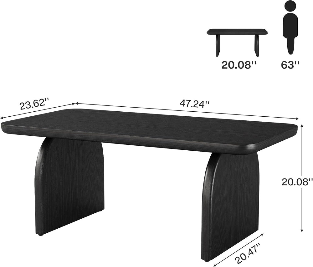 Tribesigns Rectangle Coffee Table, 47-Inch Wood Rectangular Living Room Table...