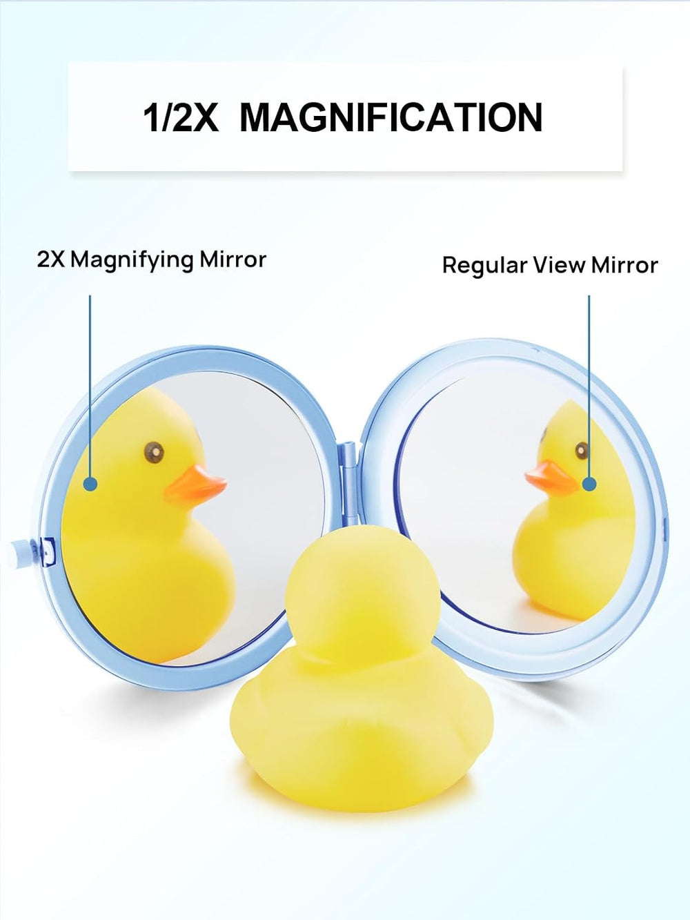 100 Pieces Compact Mirror Bulk, 1x/2x Pocket Mirror, Light Blue