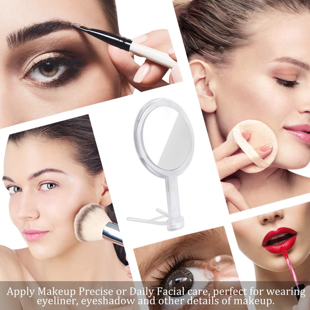 1X & 10X Magnifying Double Side Hand Makeup Mirror with Stand, Handheld V...