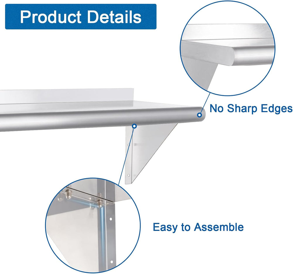 HARDURA Stainless Steel Shelf 12" x 36", 230lb