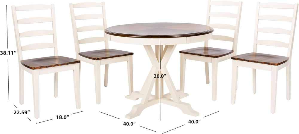 SAFAVIEH Shay Wood Dining Table, Farmhouse White/Natural Acacia DNS9205A