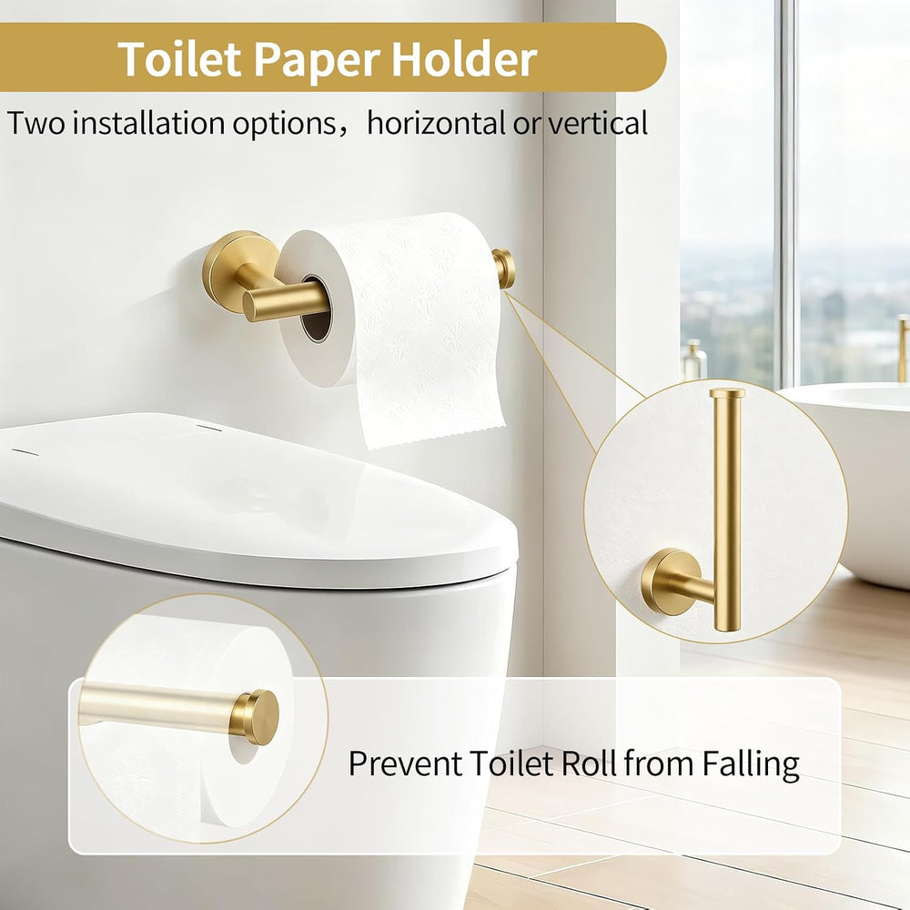 STWWO 5-Piece Gold Bathroom Accessories Set 24 Inch Bathroom Towel Bar