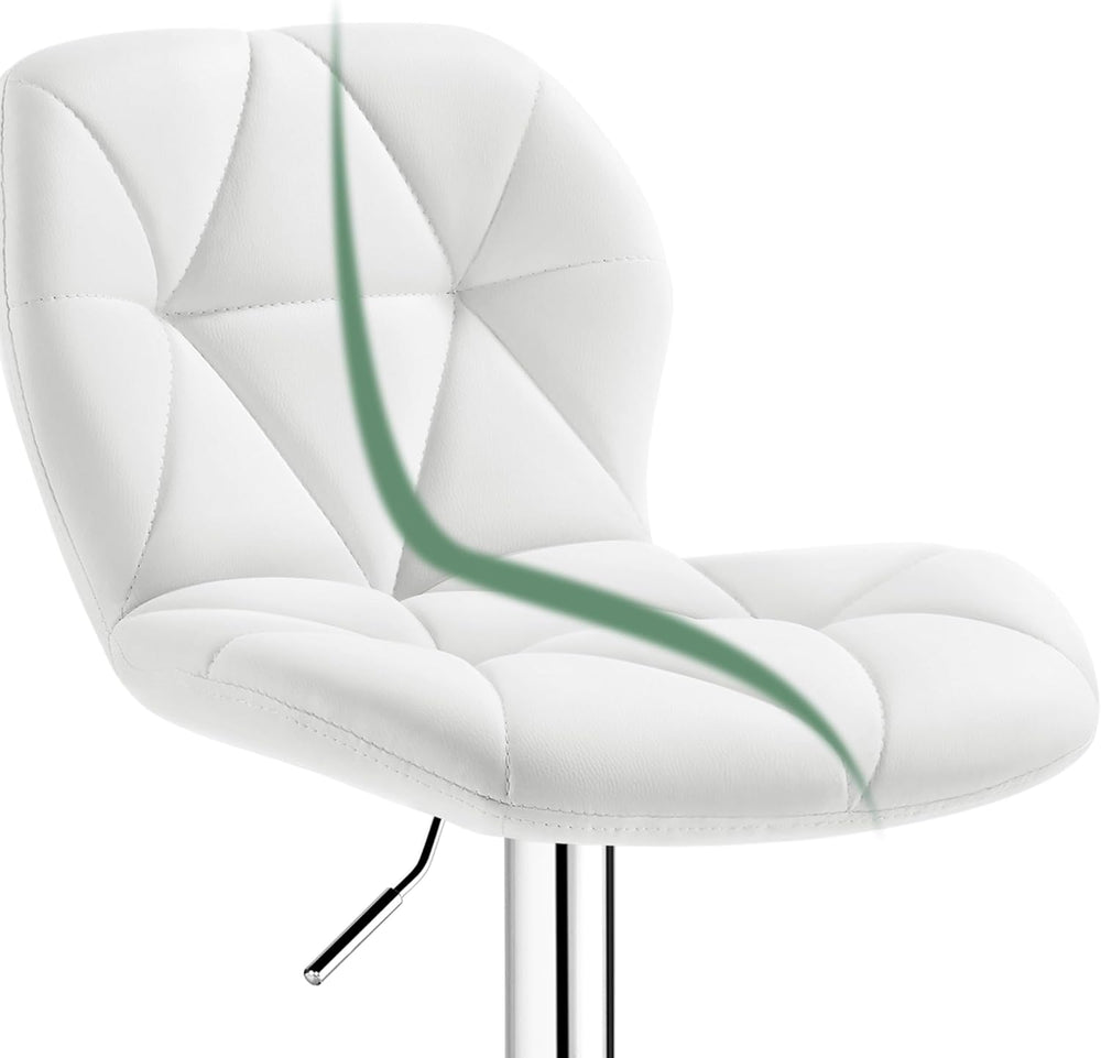 Yaheetech Bar Stools Set of 2 Adjustable Height Swivel Barstools White