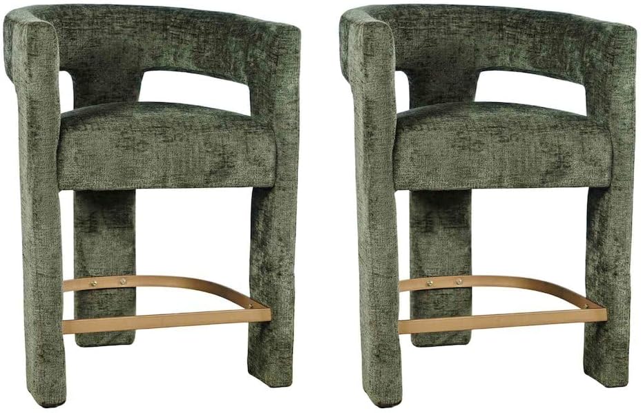 Jofran Gwen Forest Upholstered Counter Stool with Arms – Versatile Barstools ...