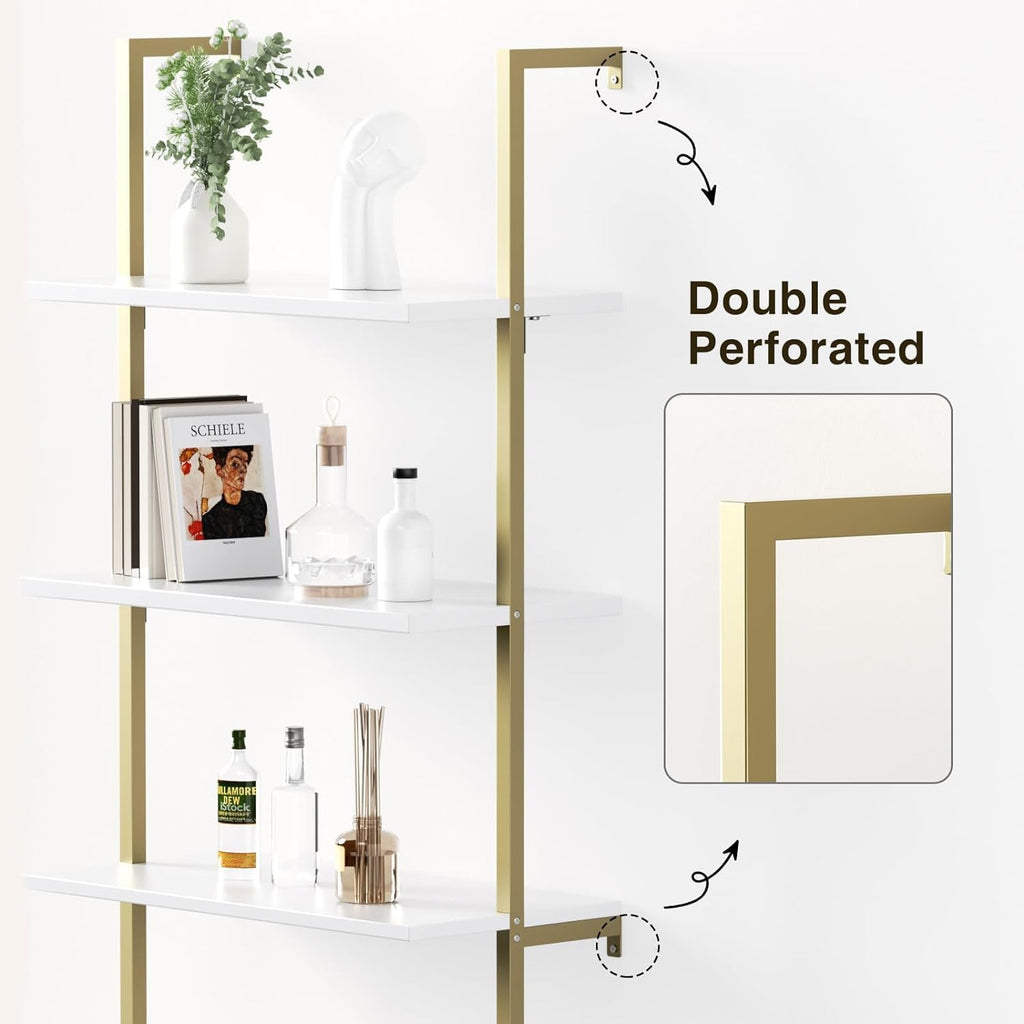 FiveWillowise Ladder Bookshelf with Cabinet,71" Wall Bookshlef with Storage