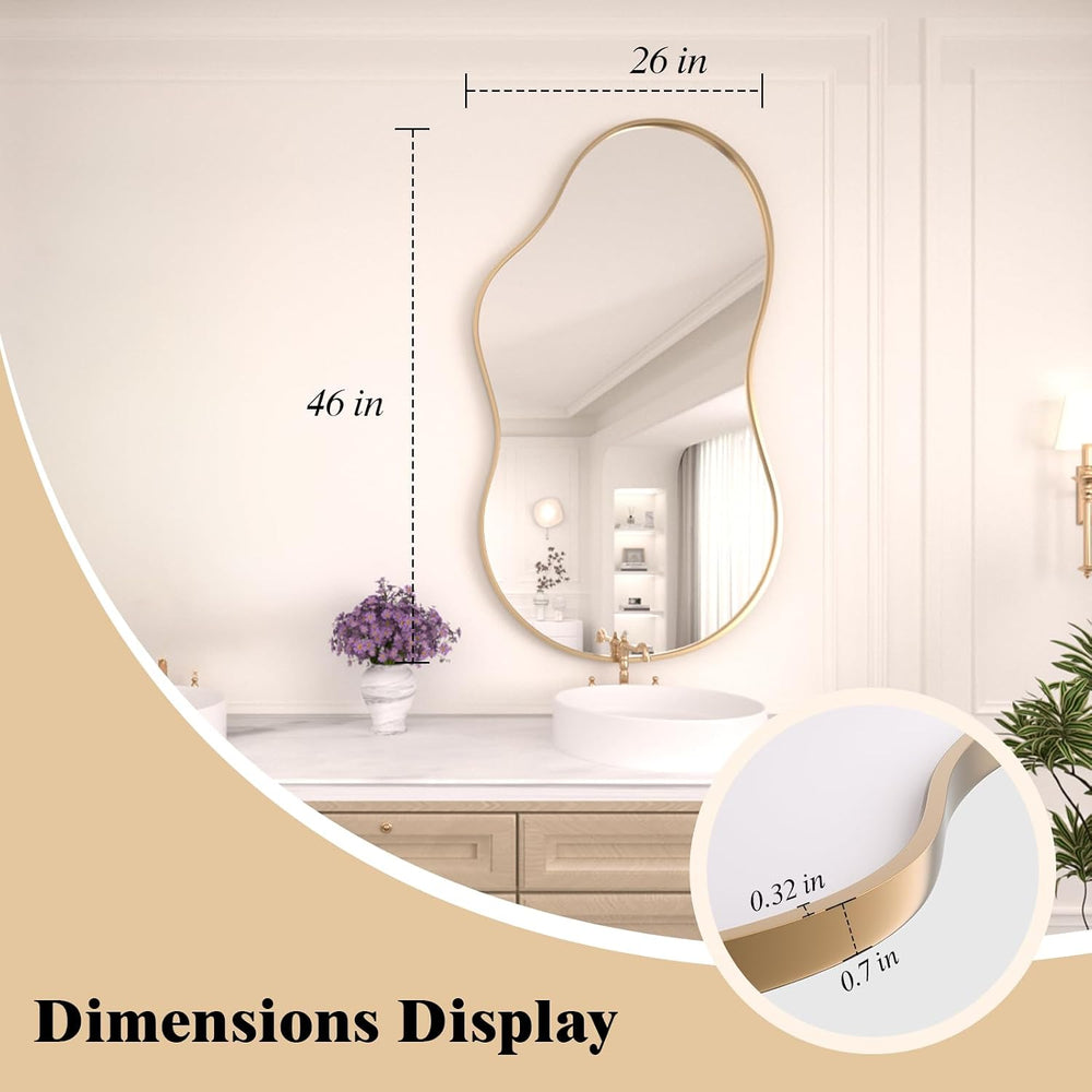 WEER Gold Irregular Wall Mirror for Bathroom 26X46 Inch