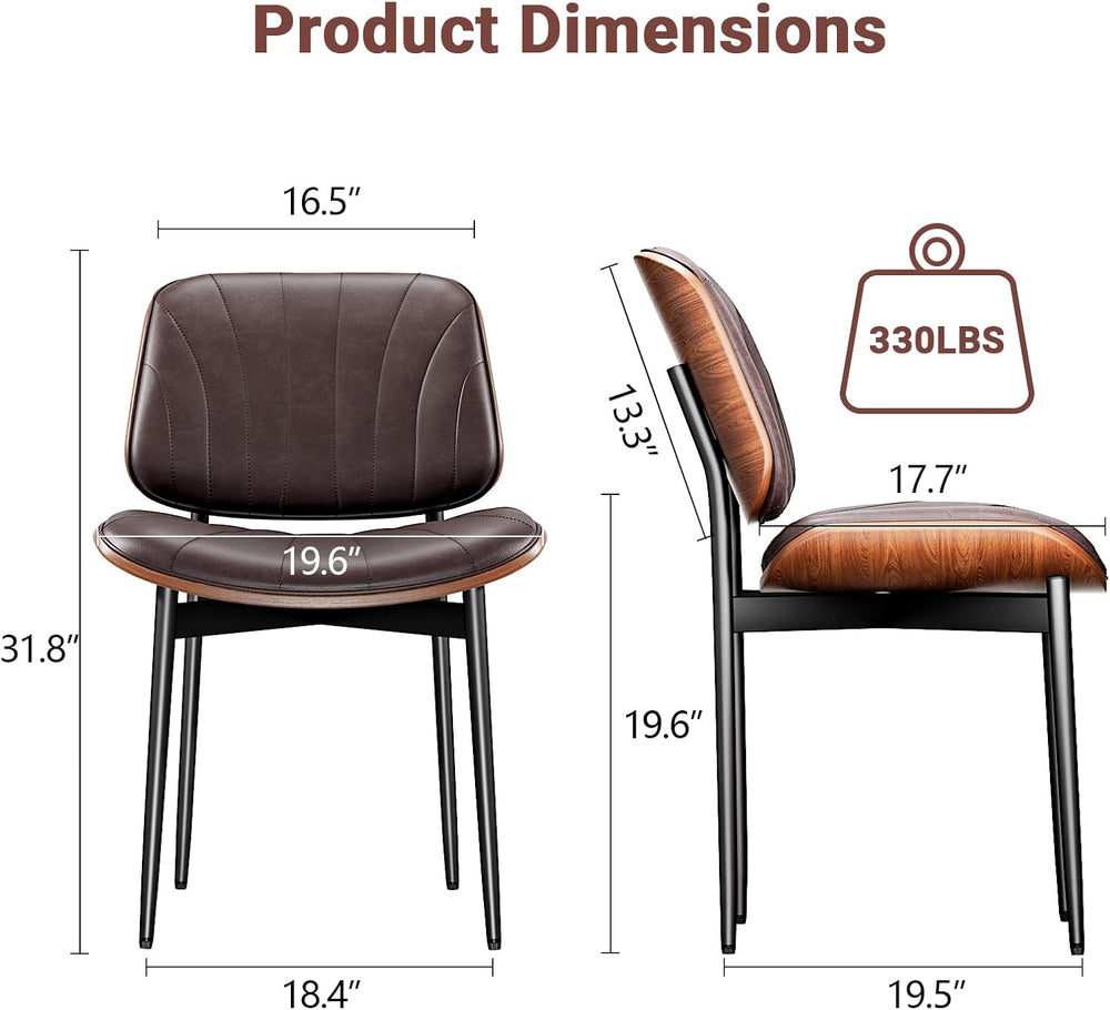 YaFiti Dining Chairs Set of 2, Mid Century Modern PU Leather Kitchen Chairs