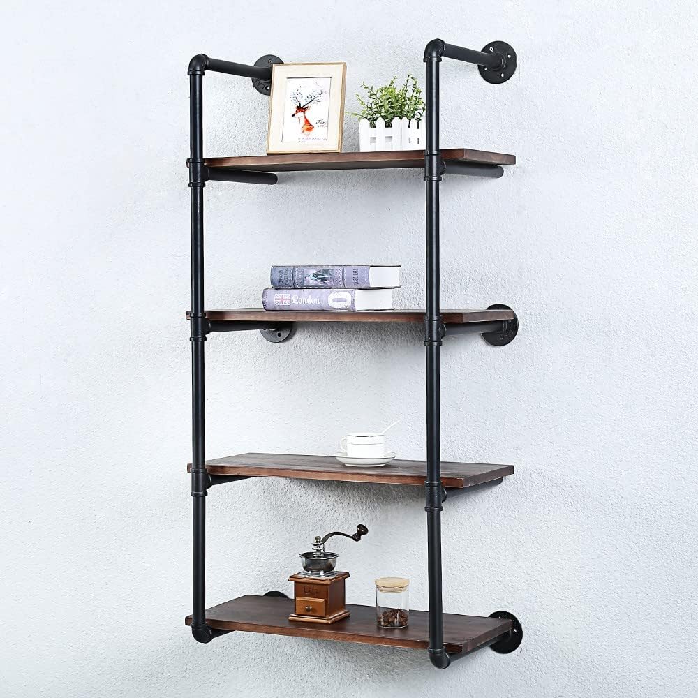 Industrial Pipe Shelves With Wood Planks,Rustic Pipe Shelving Wall Shelf