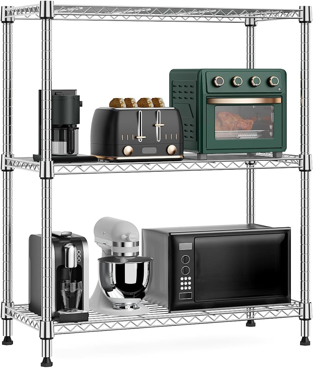 M MZG 750 lbs 3 Tier Storage Rack Metal Wire Shelving Unit, Storage Standing ...