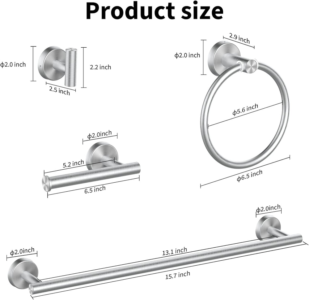 Cilee 10 Piece Brushed Nickel Bathroom Accessories Set, 16 inch Brushed Nicke...