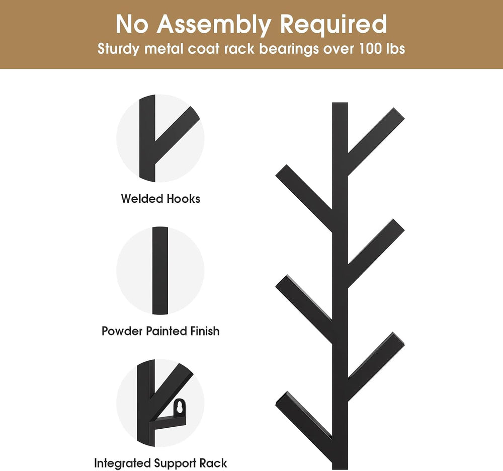 2 Pack Vertical Coat Rack Wall Mounted, Metal Vertical Hat Rack for Wall,
