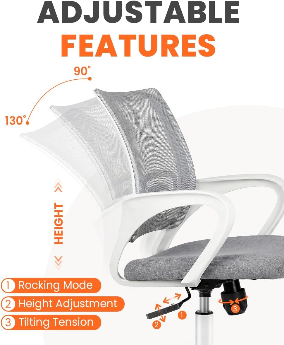 NEO CHAIR Office Computer Chair Ergonomic Mid-Back Mesh Desk Chair, Grey