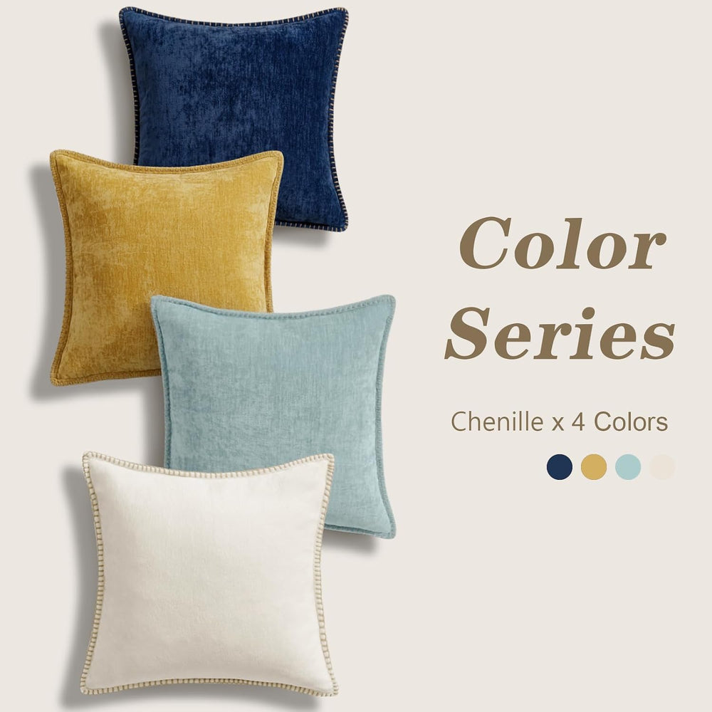 decorUhome Fall Soft Decorative Chenille Throw Pillow Covers 18x18 Set of 4