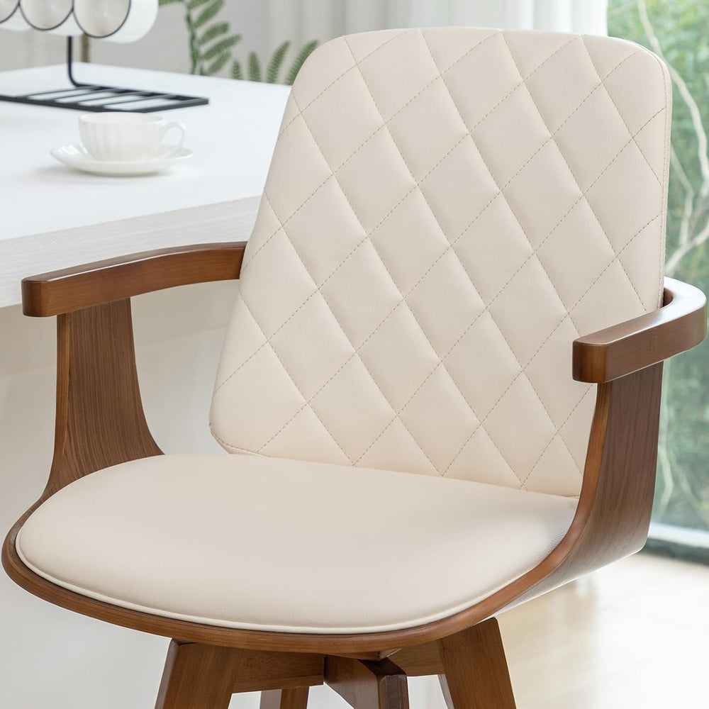 Swivel Counter Stools, Mid Century Modern Counterstools with Walnut Finish