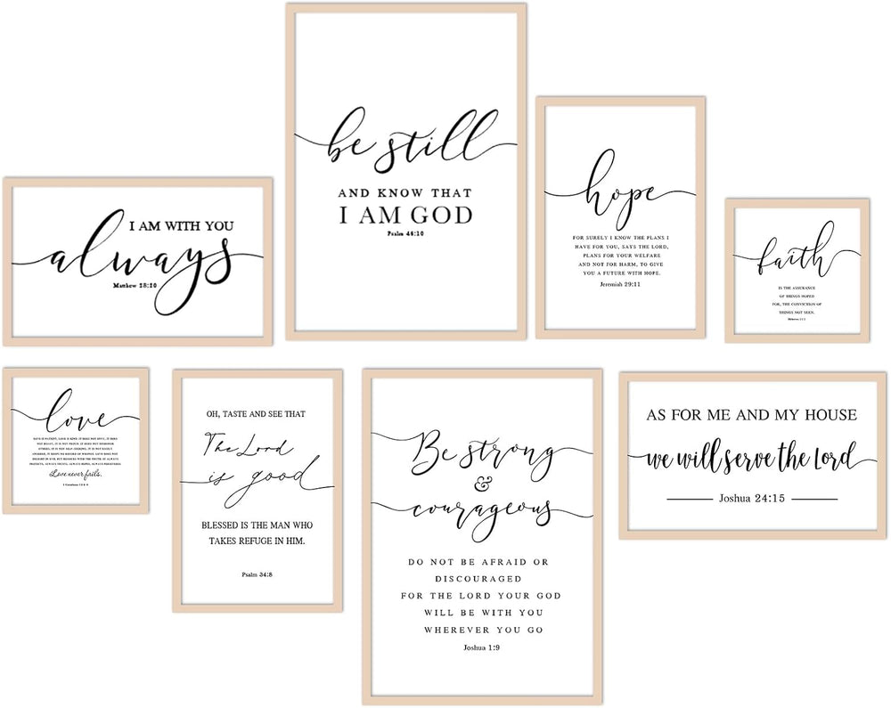 Faccito 8 Set Bible Christian Wall Art Framed, Wooden Decor