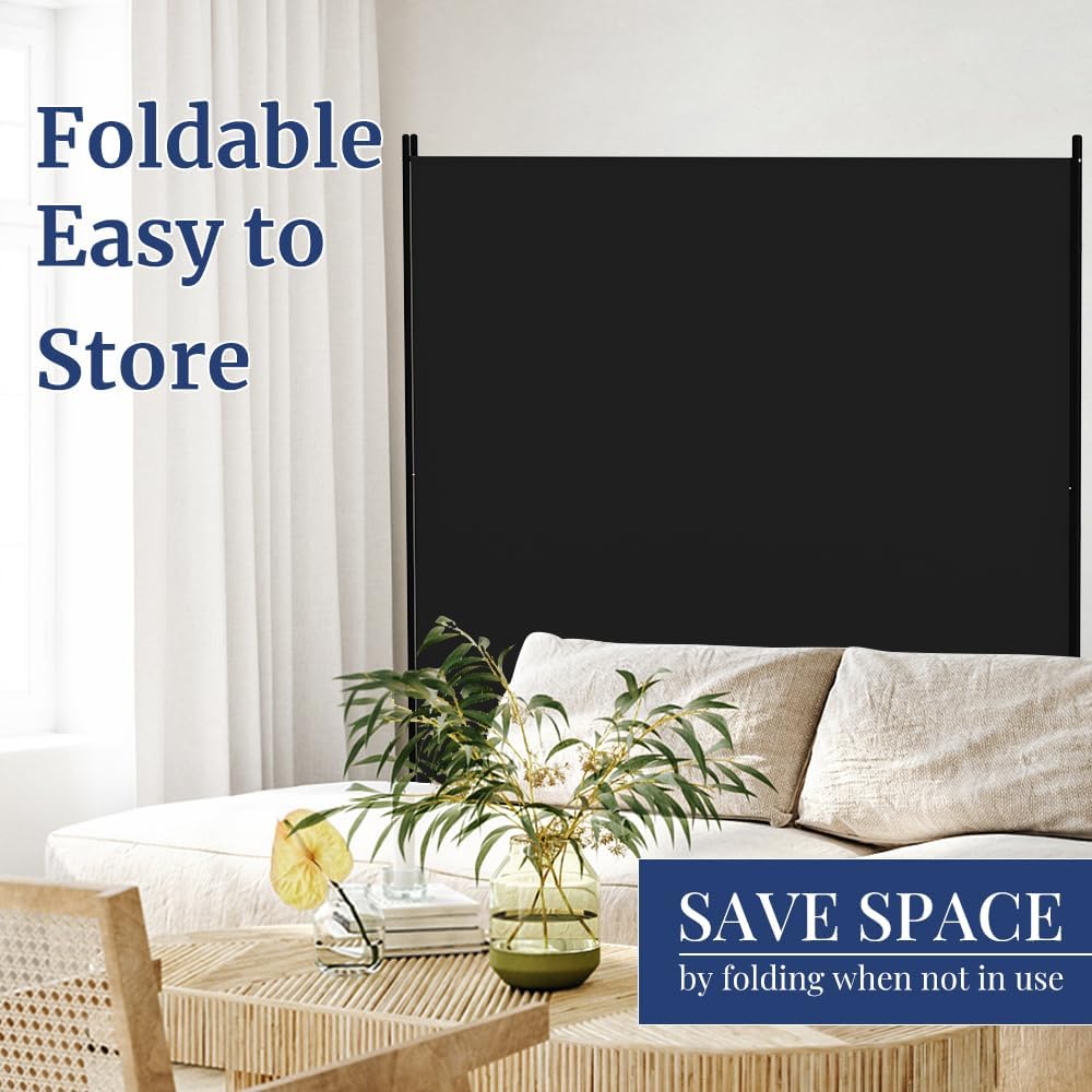 Kokorona 2 Panel Room Divider, 6FT Tall Rolling Privacy Screen with Lockable ...